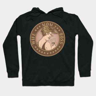 Wife, Mom, Boss. Art deco style design. Hoodie